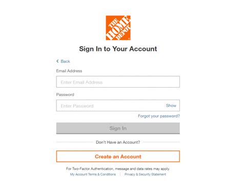 home depot online log in.